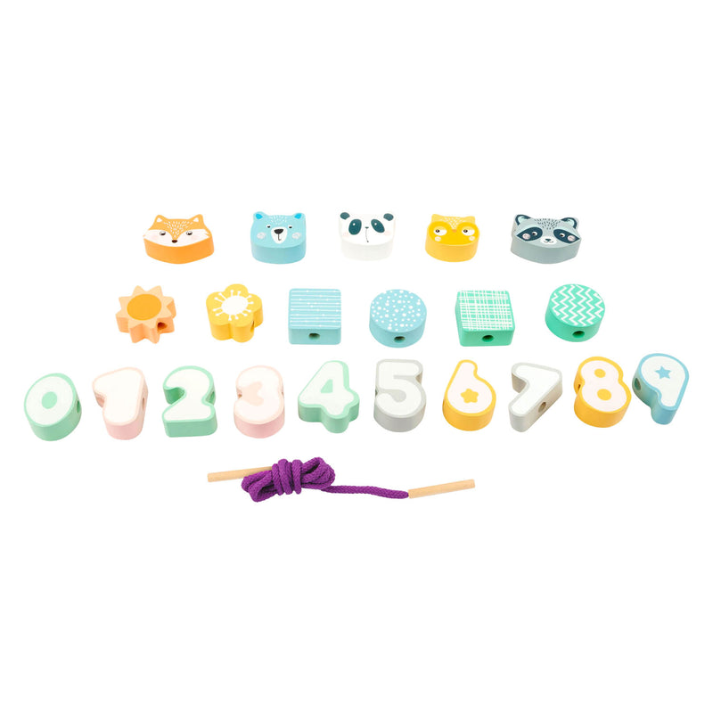 Load image into Gallery viewer, Small Foot Houten Rijgsspel Dieren en Cijfers, 22dlg.