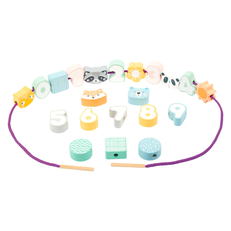 Load image into Gallery viewer, Small foot - houten rijgsspel dieren en cijfers, 22dlg.