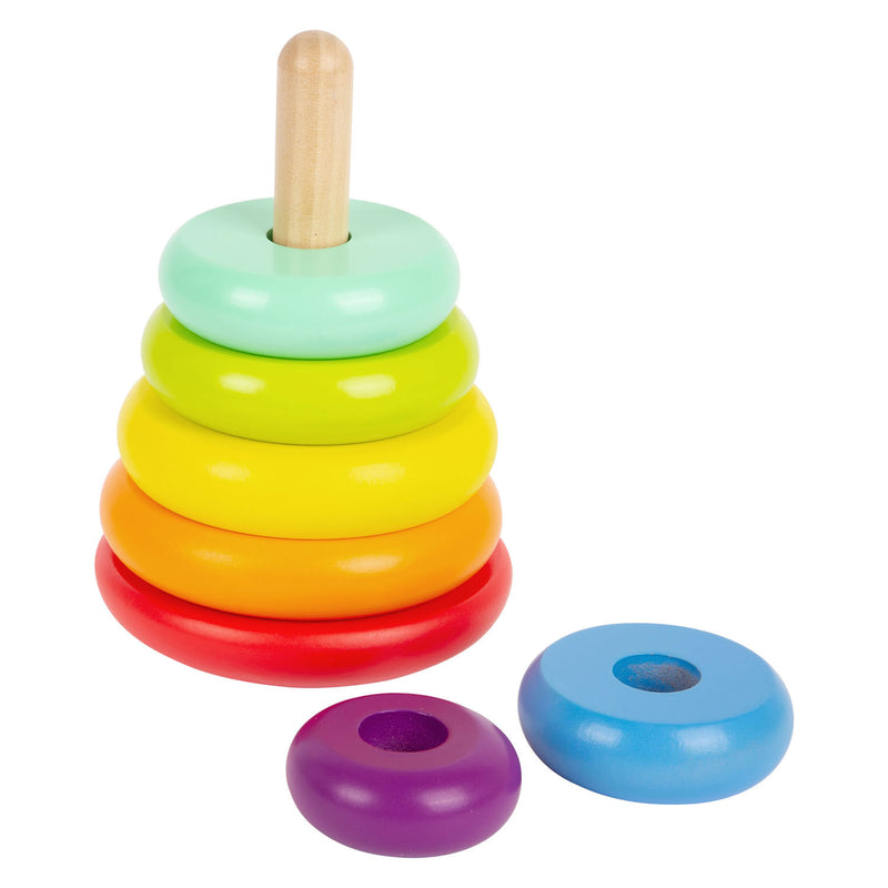 Load image into Gallery viewer, Small foot - houten stapeltoren regenboog, 7dlg.