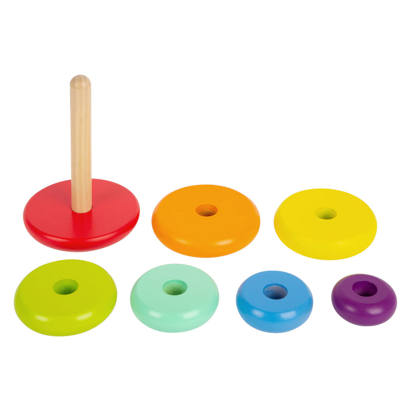 Load image into Gallery viewer, Small foot - houten stapeltoren regenboog, 7dlg.