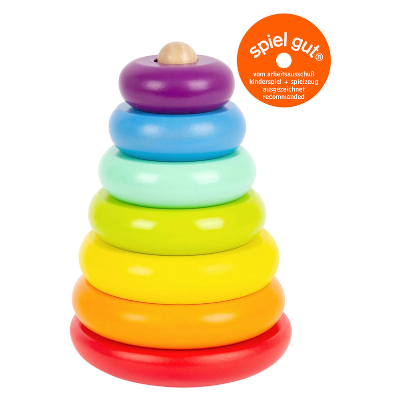 Load image into Gallery viewer, Small foot - houten stapeltoren regenboog, 7dlg.