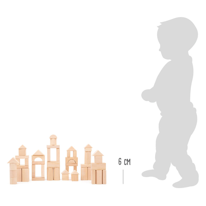 Load image into Gallery viewer, Small foot - houten bouwblokken natuurlijk in zak, 50dlg.