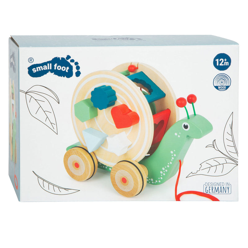 Load image into Gallery viewer, Small foot - houten trekfiguur vormenstoof slak, 6dlg.