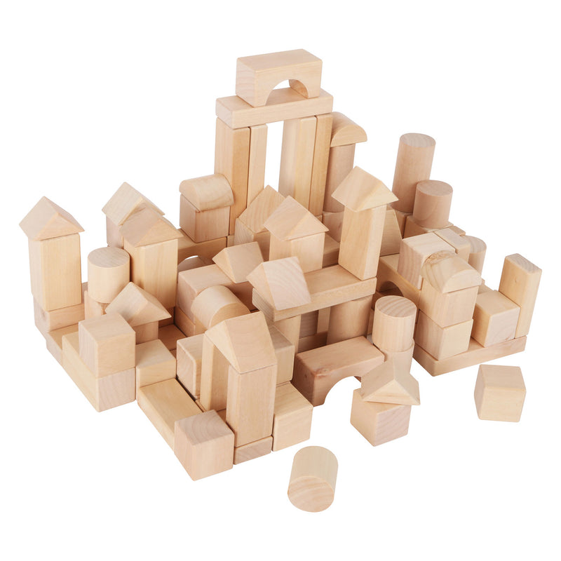 Load image into Gallery viewer, Small foot - houten bouwblokken natuurlijk in zak, 100dlg.