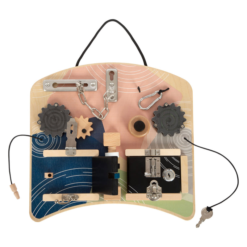 Load image into Gallery viewer, Small foot - houten activiteitenbord rotatie en sloten