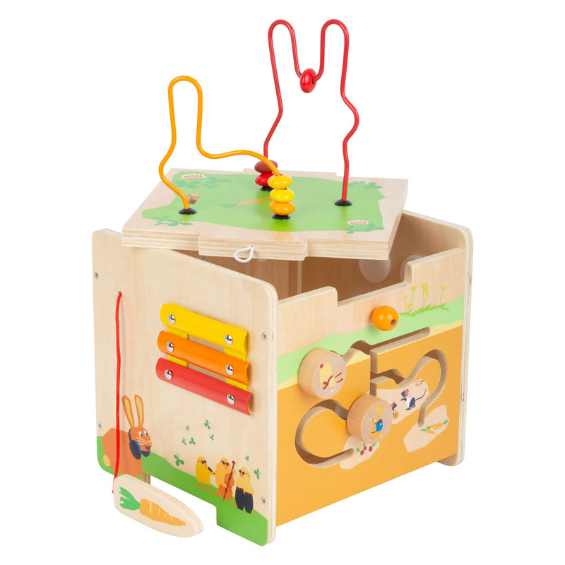 Load image into Gallery viewer, Small foot - houten activiteitenkubus en motoriekspiraal konijn