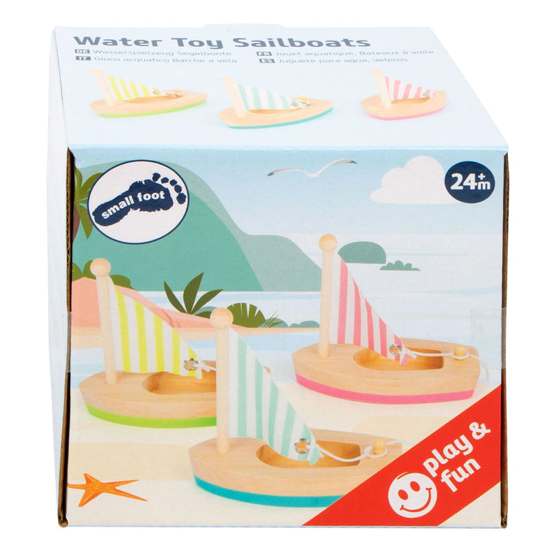 Load image into Gallery viewer, Small foot - badspeelgoed houten zeilboten, set van 3