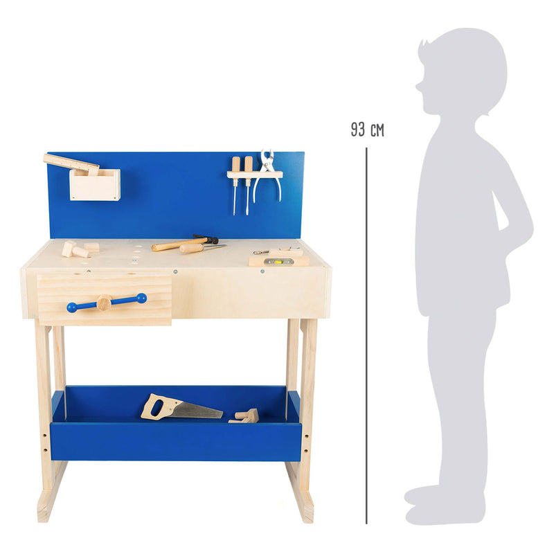 Load image into Gallery viewer, Small foot - houten speelgoedwerkbank blauw met accessoires