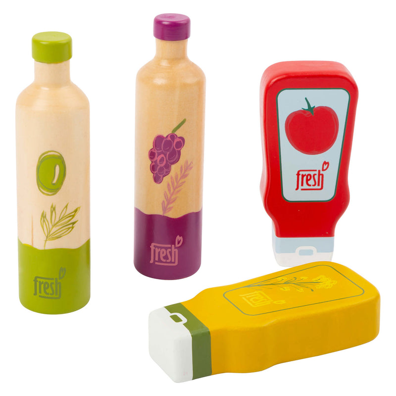 Load image into Gallery viewer, Small foot - houten speeleten sauzen en olie, 4dlg.