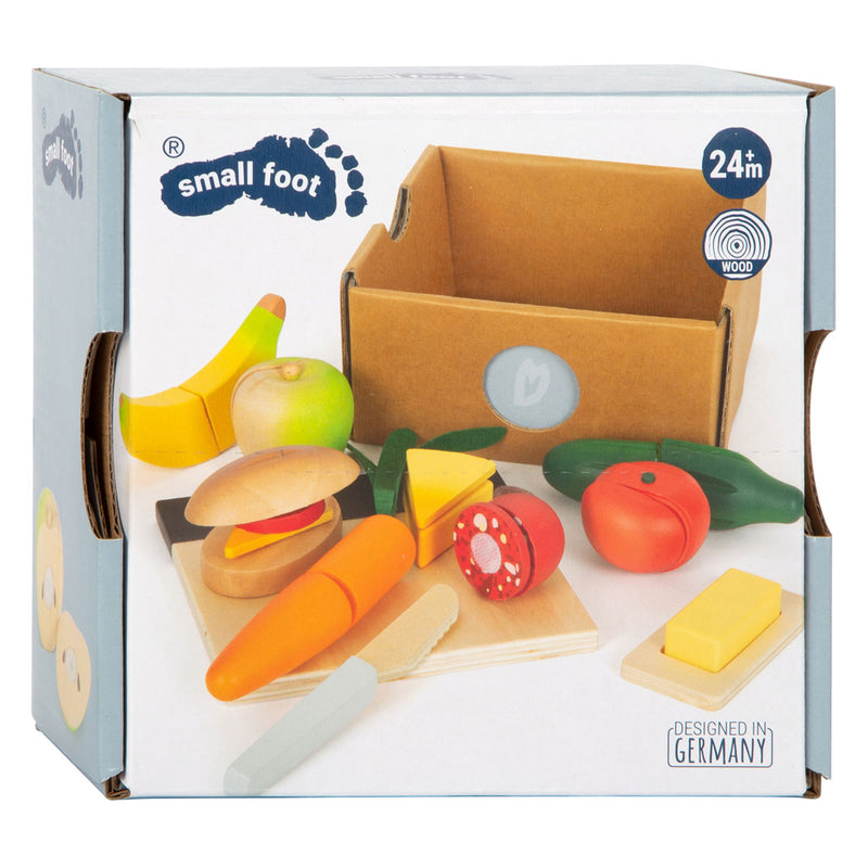 Afbeelding laden in galerijviewer, Small foot - houten snij- en speeleten lunch set, 24dlg.