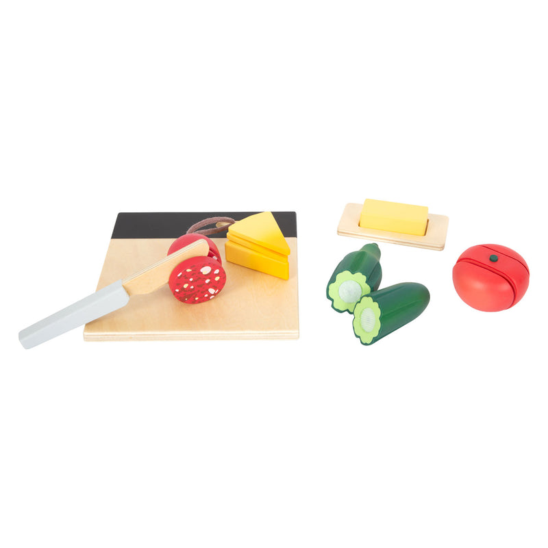 Afbeelding laden in galerijviewer, Small foot - houten snij- en speeleten lunch set, 24dlg.