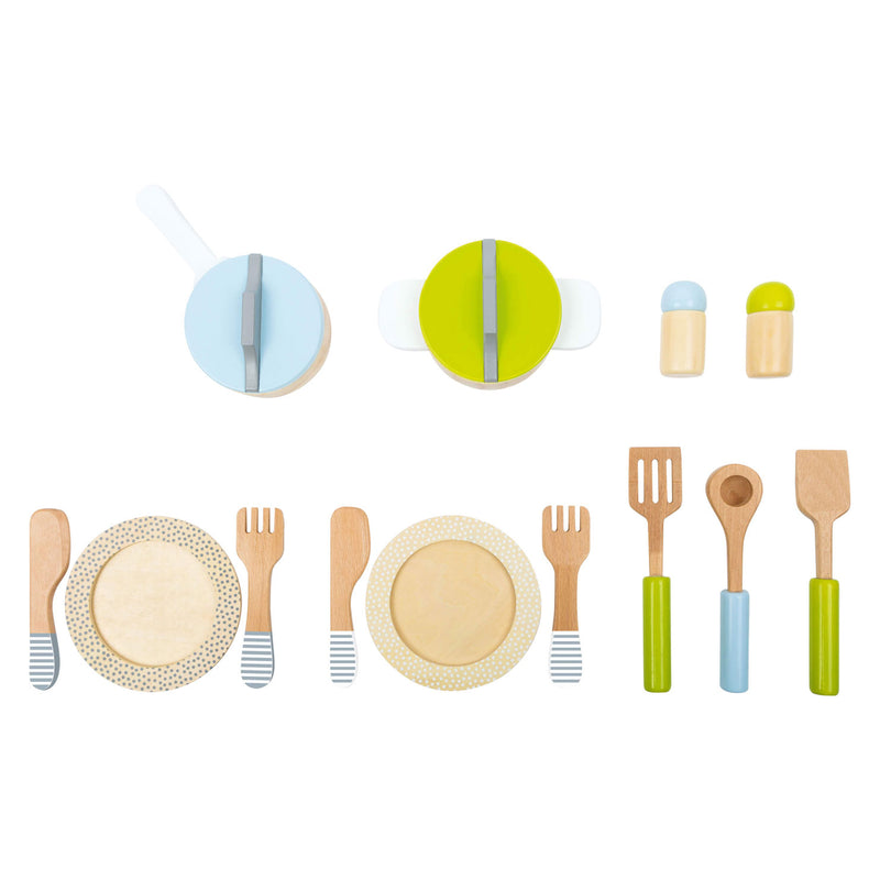 Load image into Gallery viewer, Small foot - houten kookgerij en servies set, 15dlg.