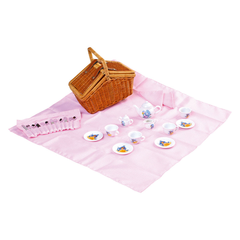 Load image into Gallery viewer, Small foot - houten picknickmand met servies romantisch, 30dlg.