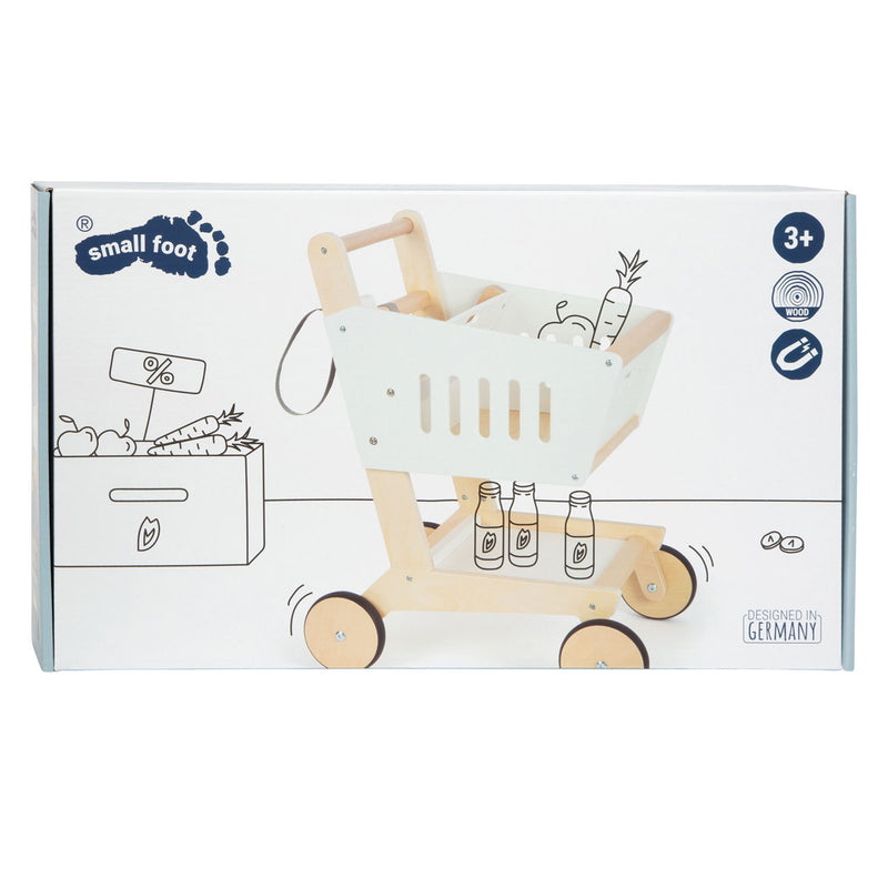 Afbeelding laden in galerijviewer, Small foot - houten supermarkt winkelwagen wit