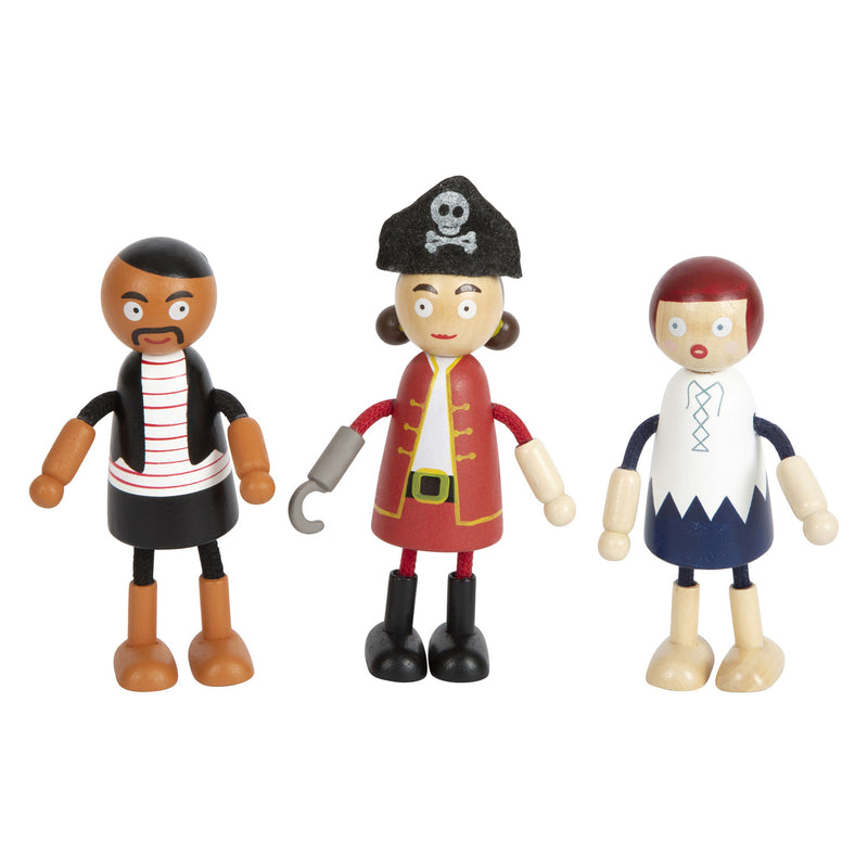 Load image into Gallery viewer, Small foot - houten poppetjes piraat buigbaar, 6st.