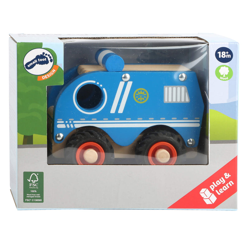Load image into Gallery viewer, Small foot - houten politieauto blauw