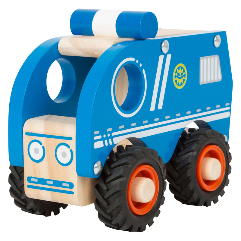 Load image into Gallery viewer, Small foot - houten politieauto blauw