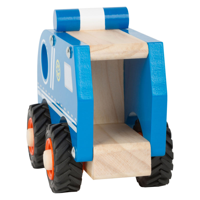 Load image into Gallery viewer, Small foot - houten politieauto blauw