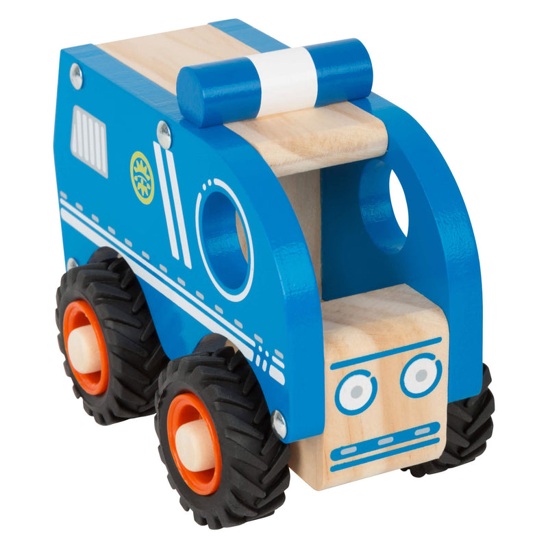 Load image into Gallery viewer, Small foot - houten politieauto blauw