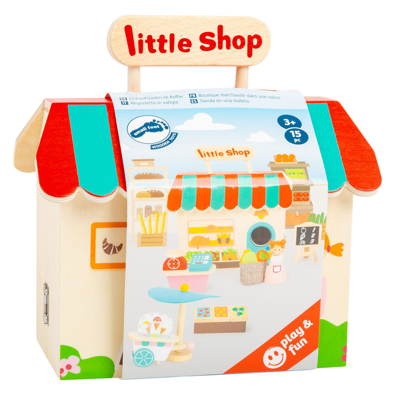 Load image into Gallery viewer, Small foot - houten meeneem speelwinkel poppenhuis, 15dlg.