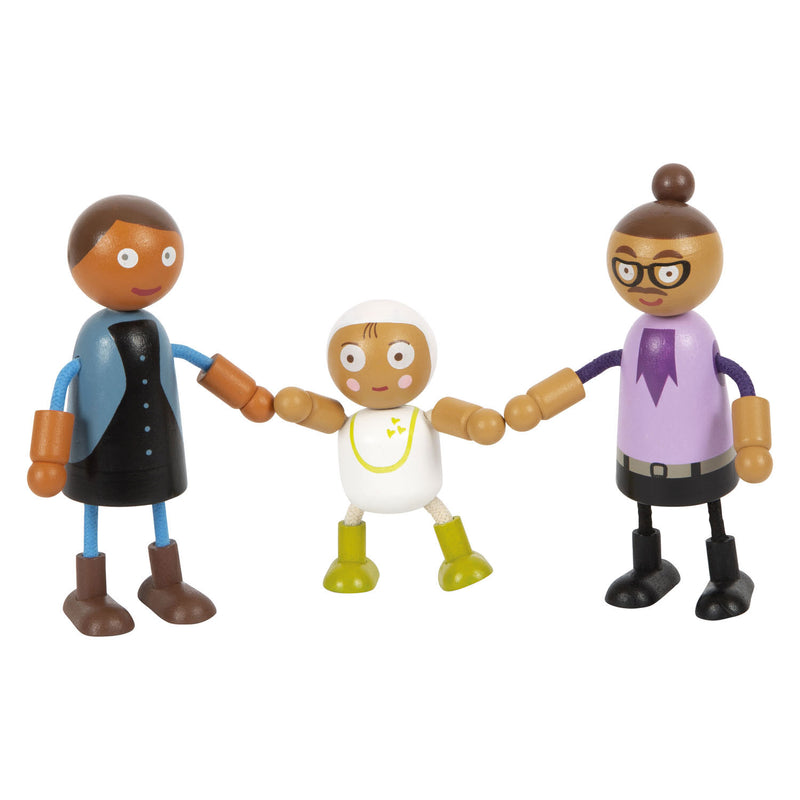 Load image into Gallery viewer, Small foot - houten buigzame poppenfamilie met baby, 8st.