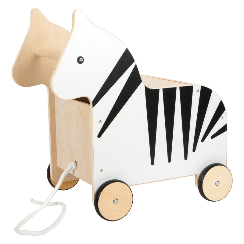 Load image into Gallery viewer, Small foot - houten speelgoedbox en trekfiguur zebra wildlife