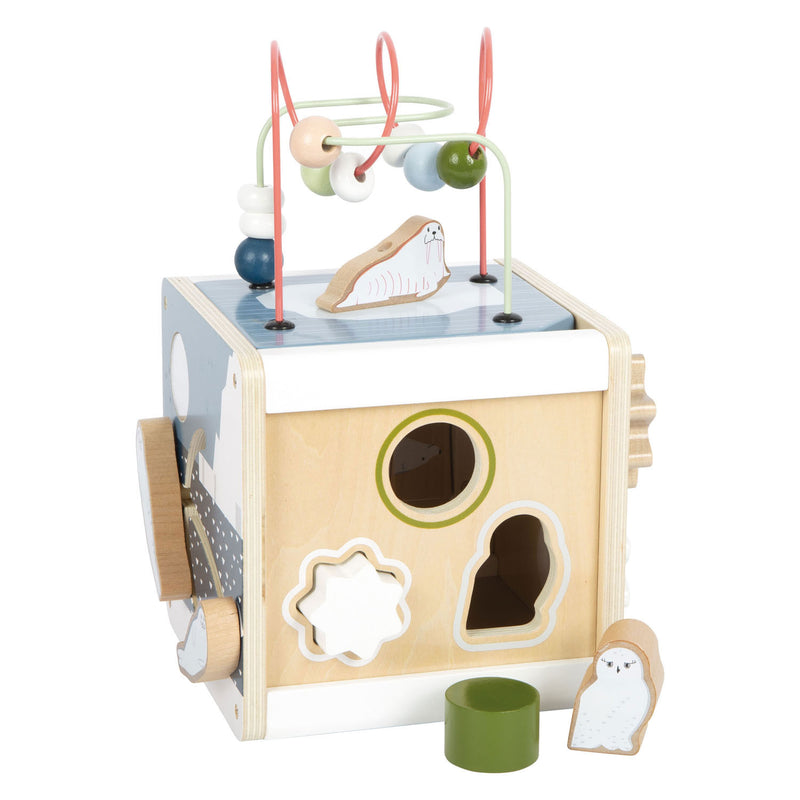 Load image into Gallery viewer, Small foot - houten motorische activiteitskubus arctic