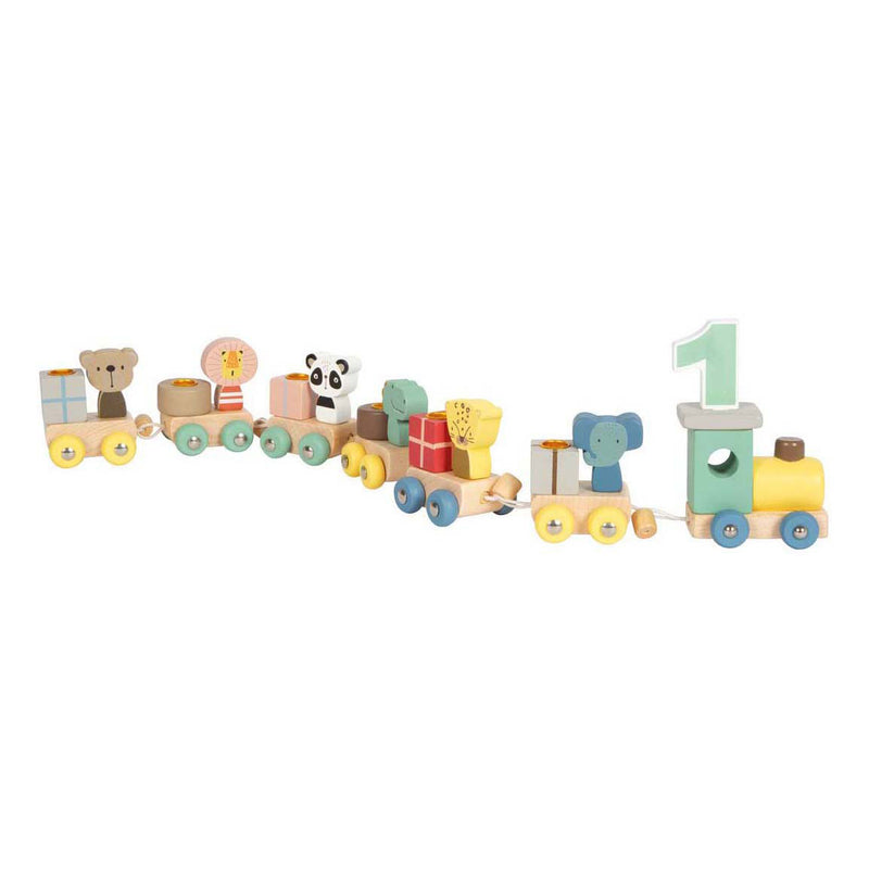 Load image into Gallery viewer, Small foot - houten verjaardagtrein met dieren