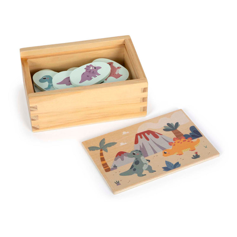 Load image into Gallery viewer, Small foot - houten memospel dino in opbergdoos
