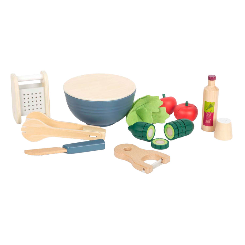 Load image into Gallery viewer, Small foot - houten speelgoed eten salade speelset, 11dlg.