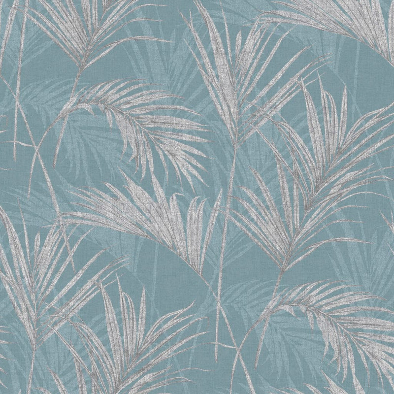 Load image into Gallery viewer, Dutch wallcoverings behang palm springs blauw en grijs