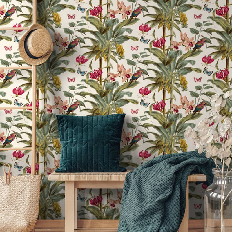 Load image into Gallery viewer, DUTCH WALLCOVERINGS DUTCH WALLCOVERINGS Behang Tropical Palm groen en roze