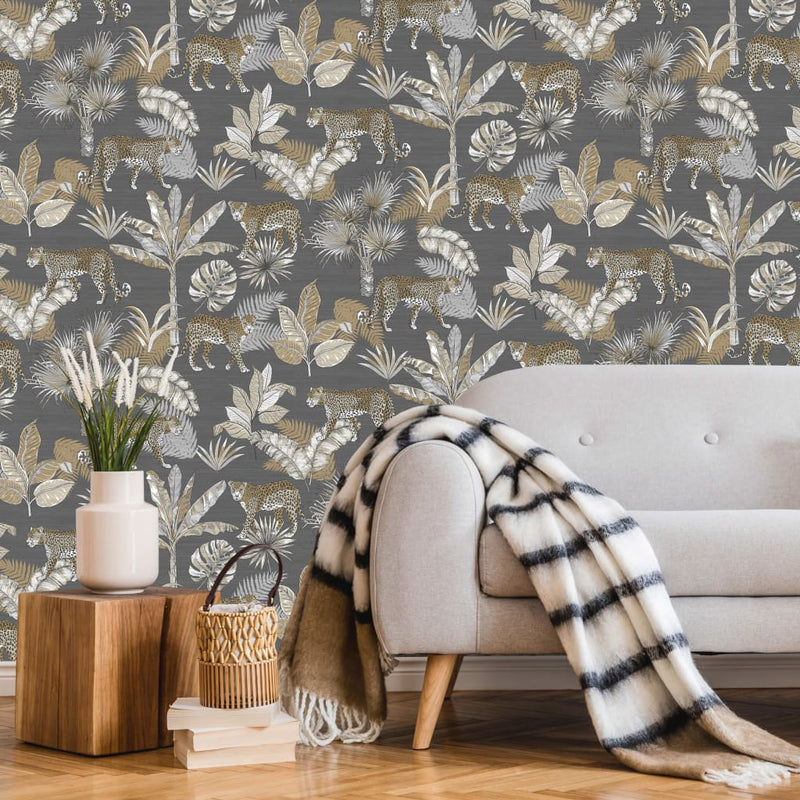 Load image into Gallery viewer, Dutch wallcoverings dutch wallcoverings behang leopard grijs en beige