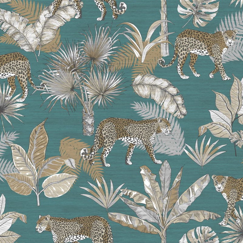 Load image into Gallery viewer, DUTCH WALLCOVERINGS DUTCH WALLCOVERINGS Behang Leopard blauw en beige