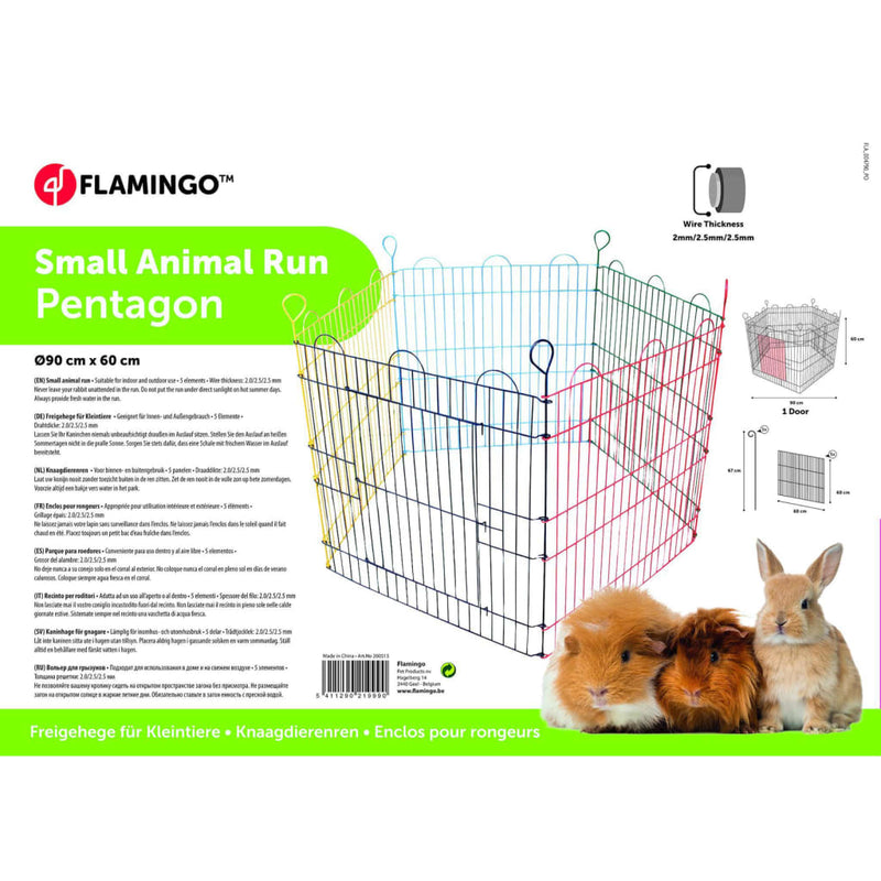 Load image into Gallery viewer, Flamingo 5-delige konijnenren pentagon 90x60 cm meerkleurig
