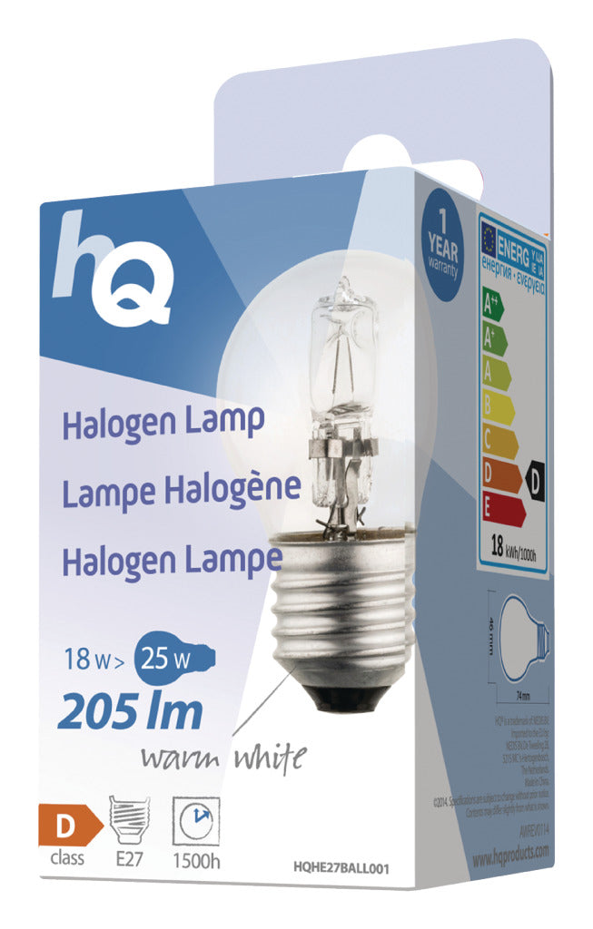 Afbeelding laden in galerijviewer, Hq hq hqhe27 ball001 halogeenlamp kogel e27 18 w 205 lm 2 800 k