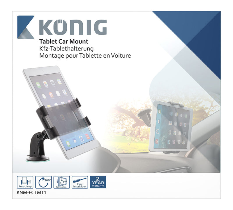 Afbeelding laden in galerijviewer, K ouml;nig knm-fctm11 tablet autohouder 360 deg; draai- en kantelbaar 0.7 kg