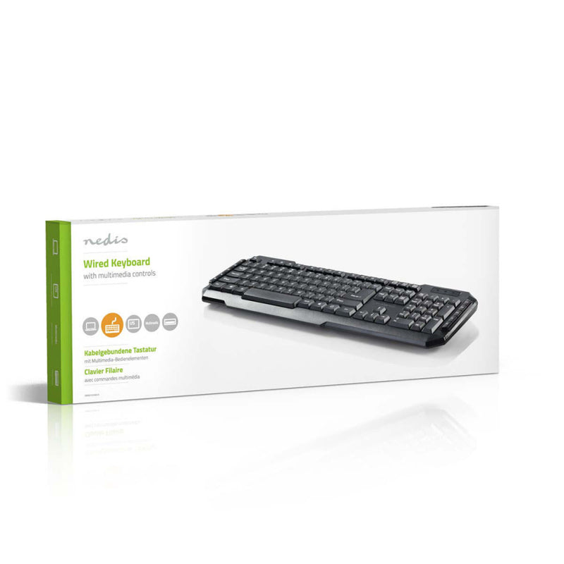 Load image into Gallery viewer, Nedis kbmu100bkus bedraad usb-toetsenbord multimediatoetsen us international