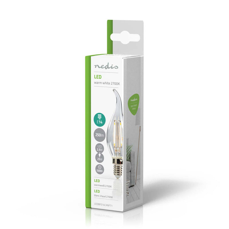 Load image into Gallery viewer, Nedis ledbfe14canft1 retro led-gloeilamp e14 kaars met gebogen punt 2,5 w 250 lm
