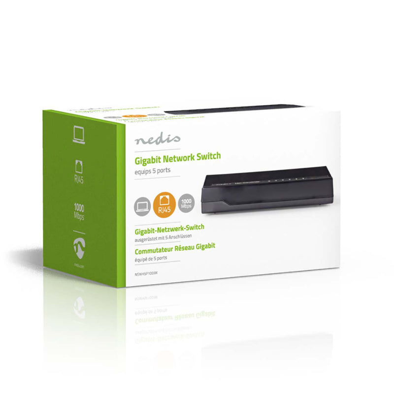 Load image into Gallery viewer, Nedis nswh5p100bk netwerkswitch 5 poorten 1 gbps led-indicatielampjes