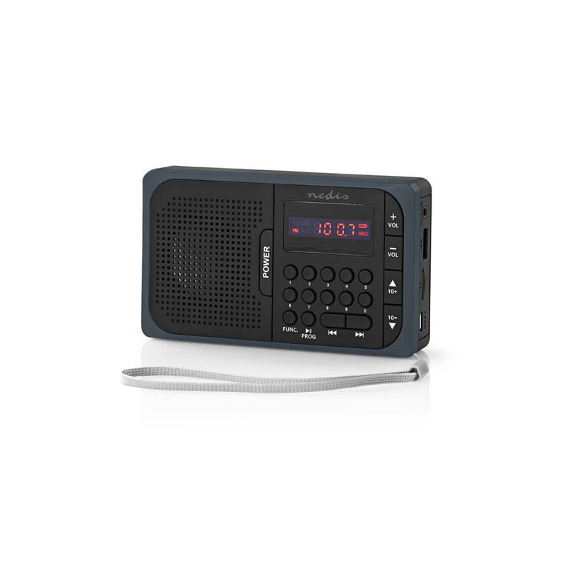 Load image into Gallery viewer, Nedis rdfm2100gy fm-radio 3,6 w usb-poort microsd-kaartsleuf zwart grijs