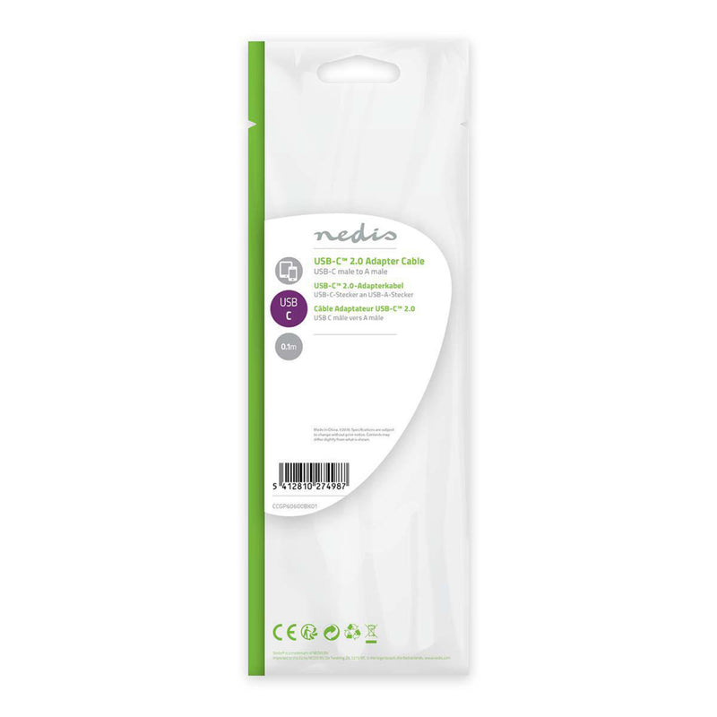 Load image into Gallery viewer, Nedis ccgp60600bk01 usb 2.0-kabel type-c male - a male 0,1 m zwart