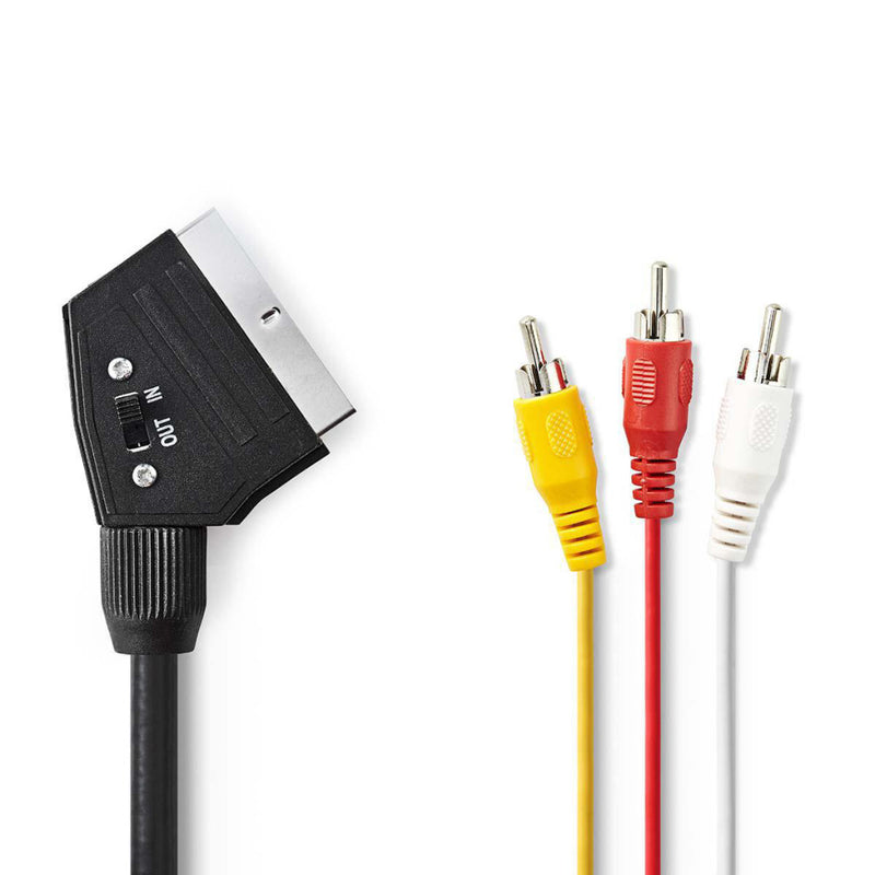 Load image into Gallery viewer, Nedis cvgp31130bk10 schakelbare scart-kabel scart male - 3x rca male 1,0 m zwart