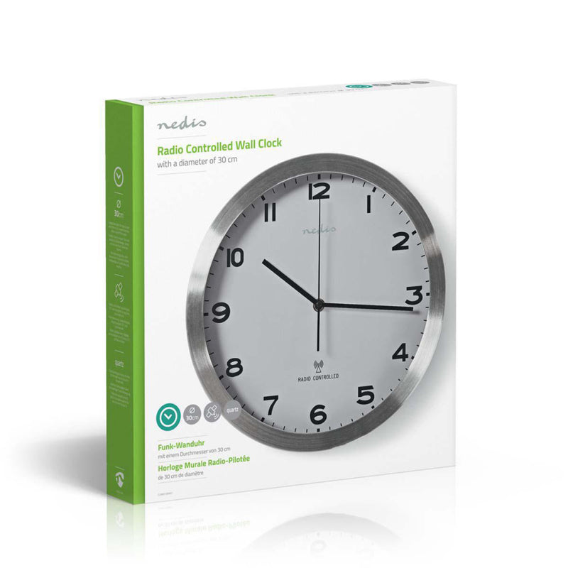 Afbeelding laden in galerijviewer, Nedis CLWA110RWT Radiogestuurde Wandklok 30 Cm Wit