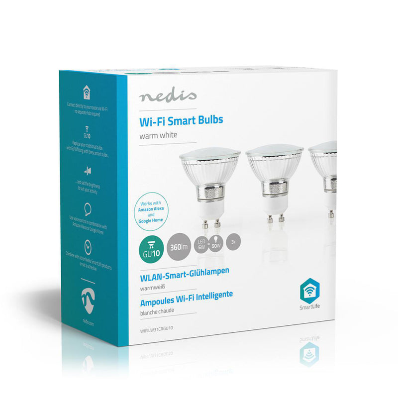 Load image into Gallery viewer, Nedis wifilw31crgu10 wi-fi smart led-lamp warm wit gu10 3-pack