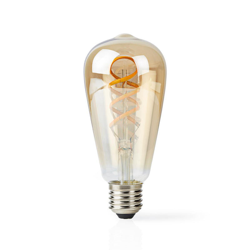 Load image into Gallery viewer, Nedis wifilt10gdst64 wi-fi warm tot koel wit led filamentlampgedraaid e27 st64 5,5 w 350 lm