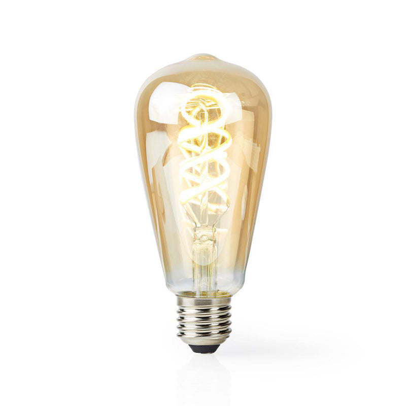 Load image into Gallery viewer, Nedis wifilt10gdst64 wi-fi warm tot koel wit led filamentlampgedraaid e27 st64 5,5 w 350 lm