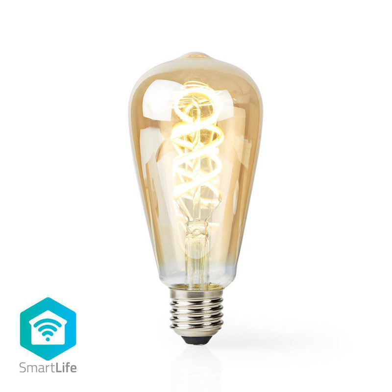 Load image into Gallery viewer, Nedis wifilt10gdst64 wi-fi warm tot koel wit led filamentlampgedraaid e27 st64 5,5 w 350 lm