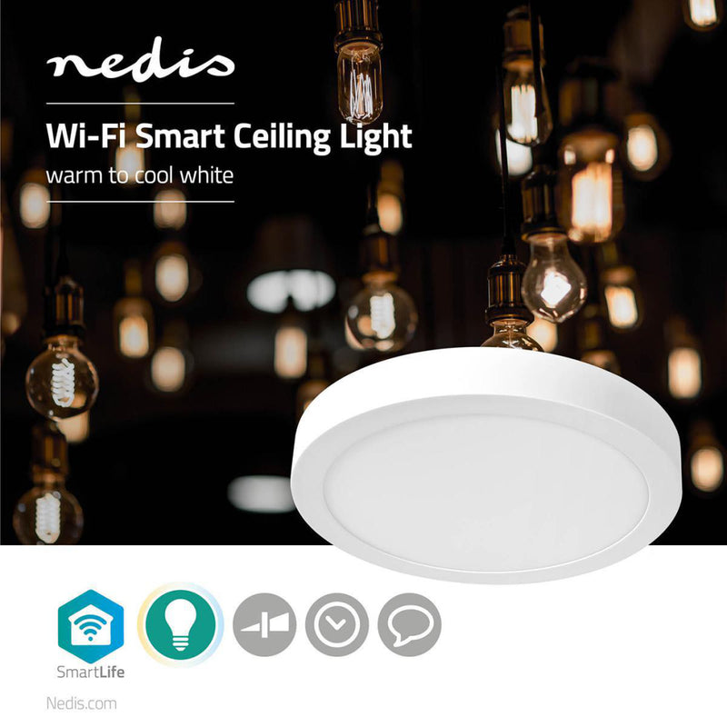 Load image into Gallery viewer, Nedis wifilaw20wt wi-fi smart plafondlamp rond oslash; 30 cm warm tot koel wit 1200 lm 18 w slank design aluminium
