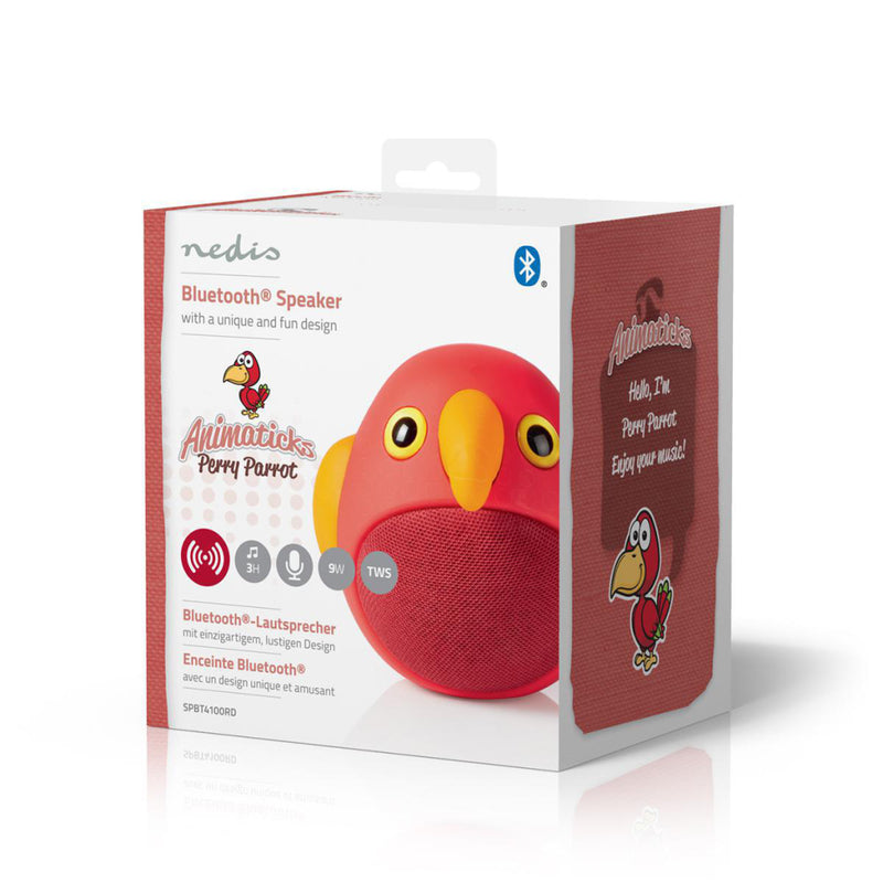 Load image into Gallery viewer, Nedis spbt4100rd animaticks bluetooth speaker 3 uur speeltijd handsfree bellen perry parrot